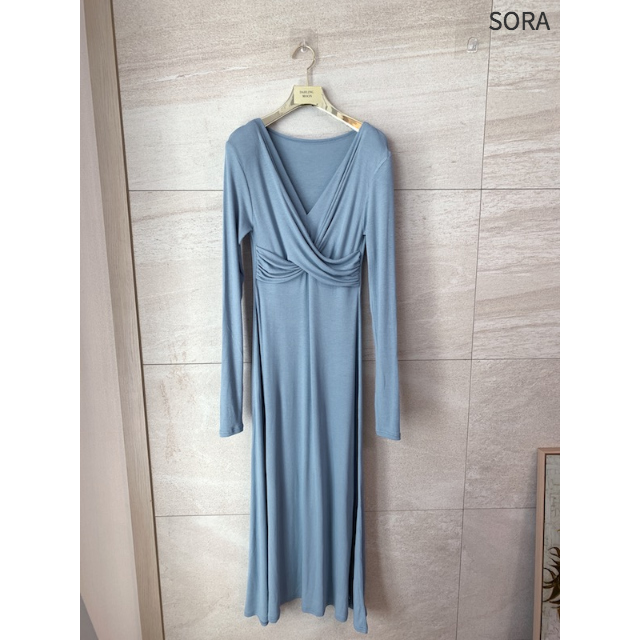 긴 드레스 블루 색상 이미지-S1L32